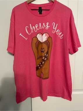 Star Wars brand Pink “I Chews You” Chewbacca Heart Graphic Tee